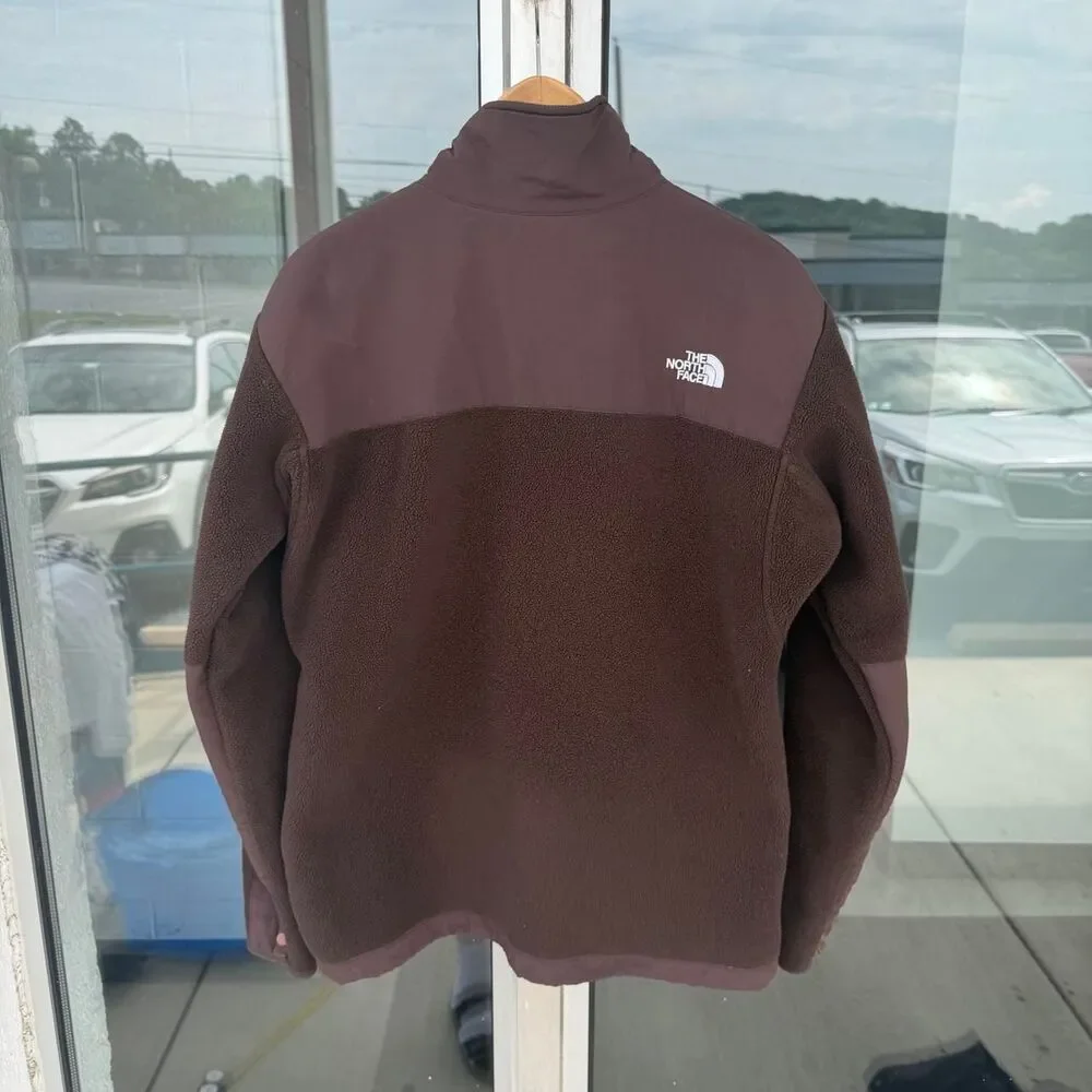 The North Face Denali Jacket Men's Small Brown Black Fleece Cotton Full Zip